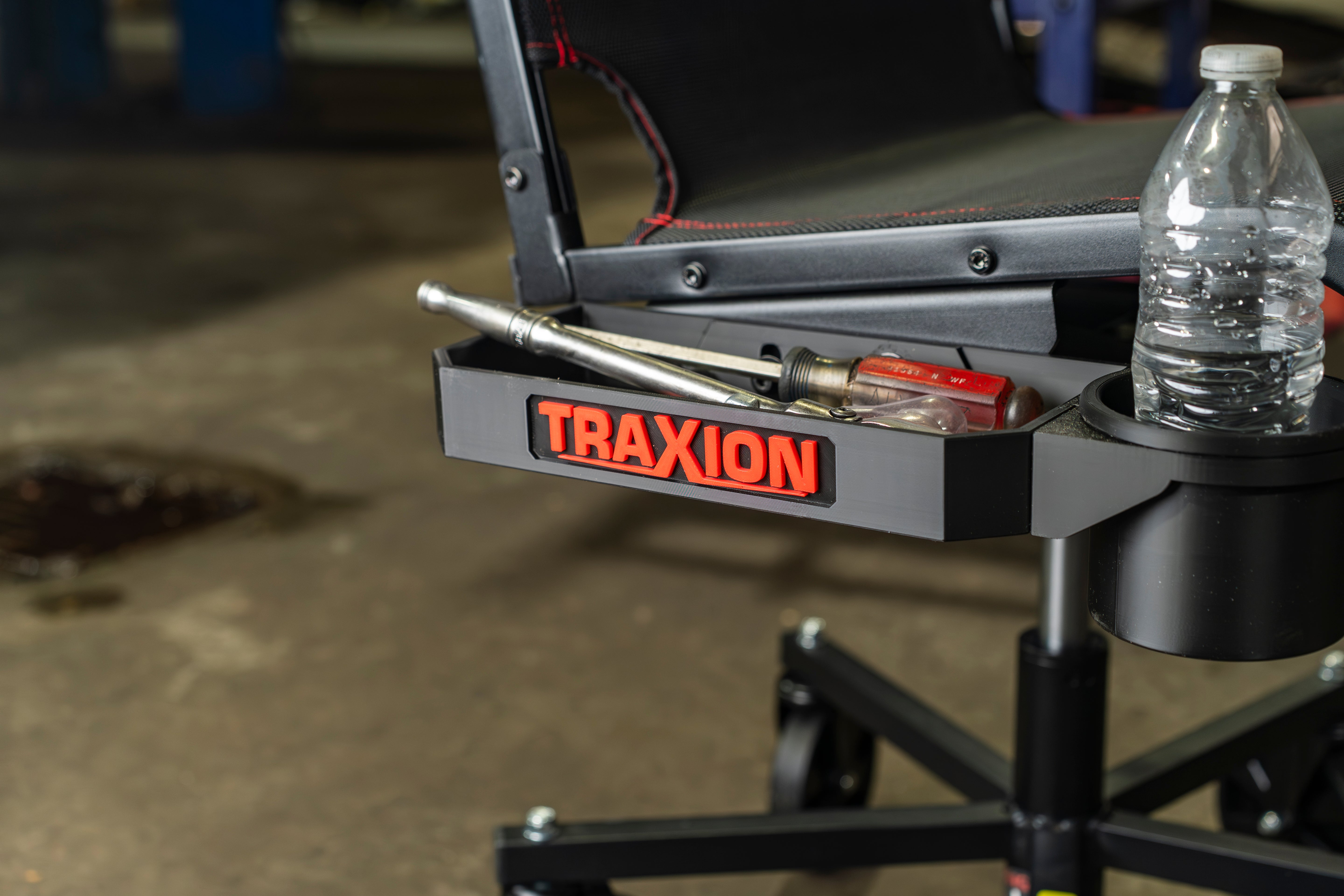 Original Traxion ProGear Mesh Flex Roll Seat NOW includes 1 of the NEW 2-581 Accessory Tool Tray with Cupholder