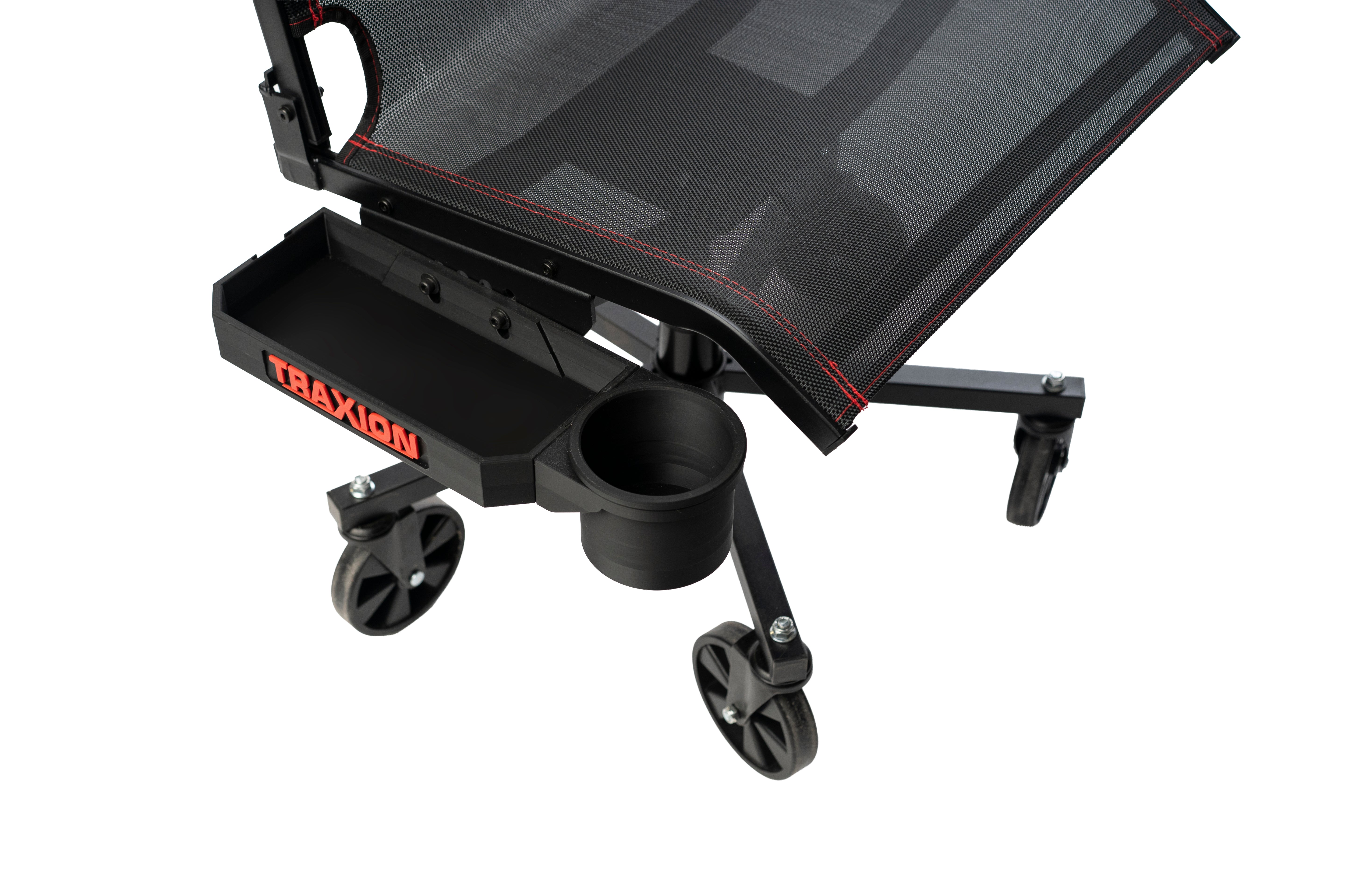 Original Traxion ProGear Mesh Flex Roll Seat NOW includes 1 of the NEW 2-581 Accessory Tool Tray with Cupholder