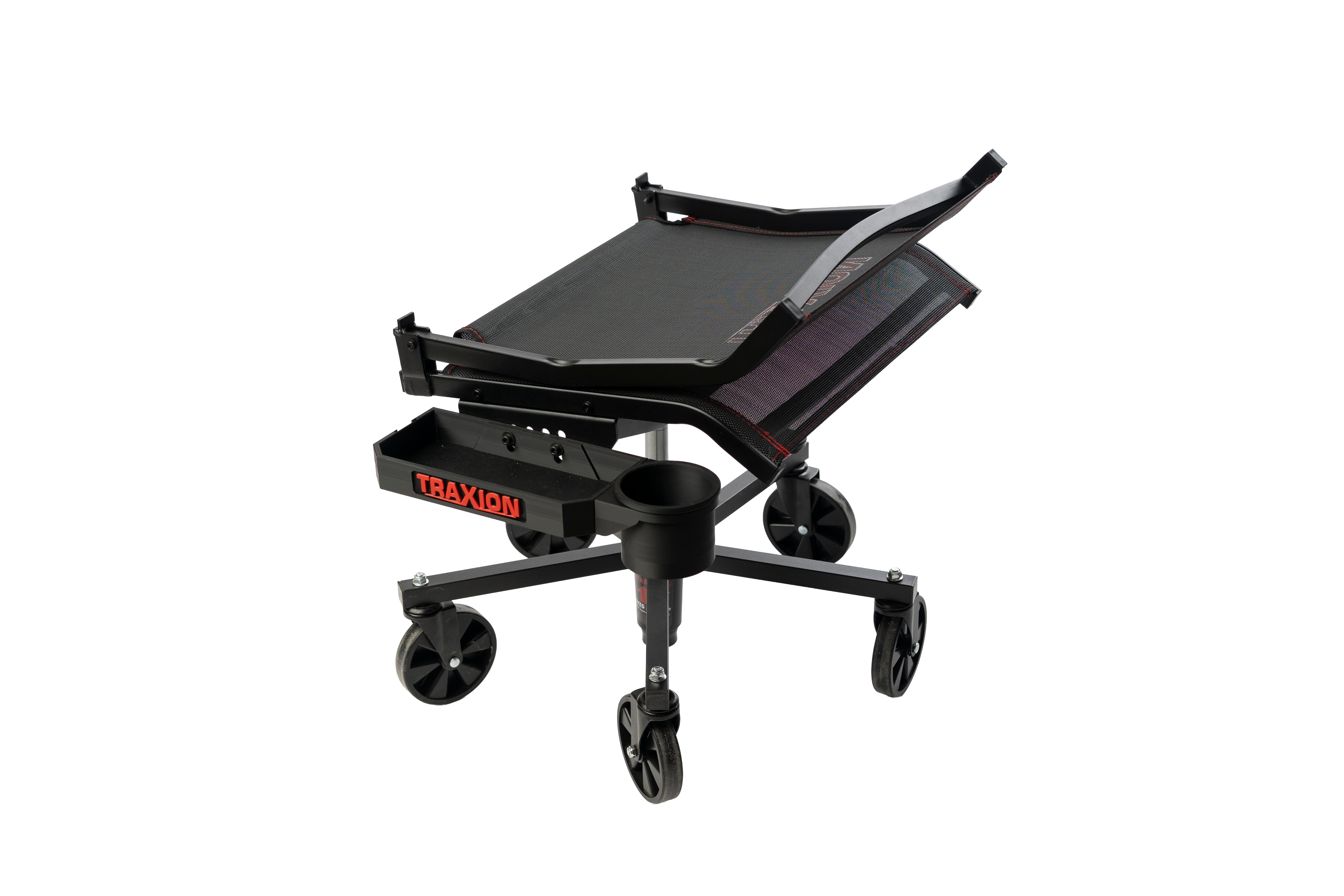 Original Traxion ProGear Mesh Flex Roll Seat NOW includes 1 of the NEW 2-581 Accessory Tool Tray with Cupholder