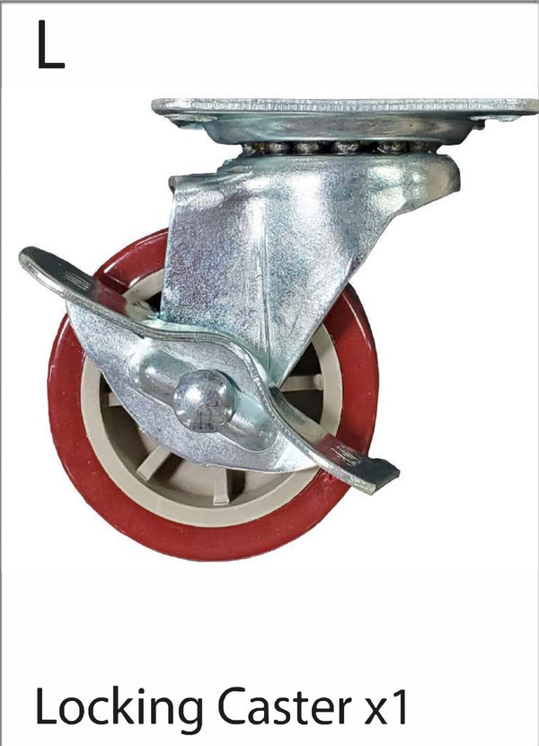 Red Plate Caster with Brake and mounting hardware for the Topside Shorty, 3-104